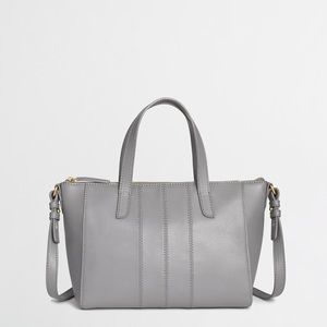 J Crew Factory gray leather crossbody satchel bag